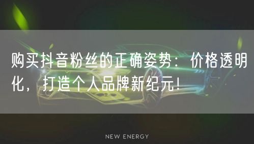 购买抖音粉丝的正确姿势：价格透明化，打造个人品牌新纪元！
