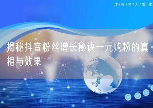 揭秘抖音粉丝增长秘诀一元购粉的真相与效果