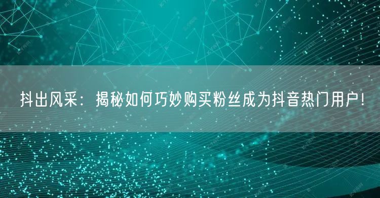 抖出风采：揭秘如何巧妙购买粉丝成为抖音热门用户！
