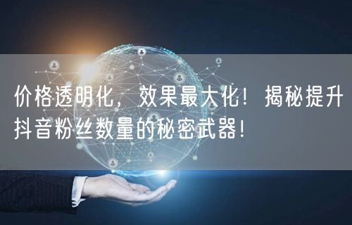 价格透明化，效果最大化！揭秘提升抖音粉丝数量的秘密武器！