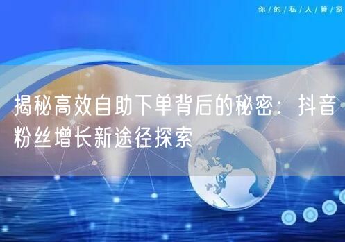 揭秘高效自助下单背后的秘密:抖音粉丝增长新途径探索
