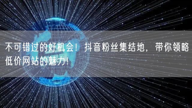 不可错过的好机会！抖音粉丝集结地，带你领略低价网站的魅力！